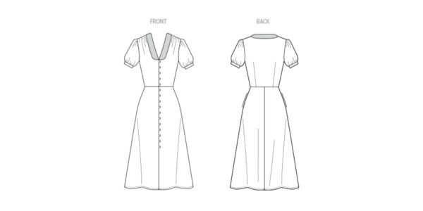 McCalls Schnittmuster M8525 - Sommerkleid mit mit glockigem Rock und kleinem Kragen – Bild 4