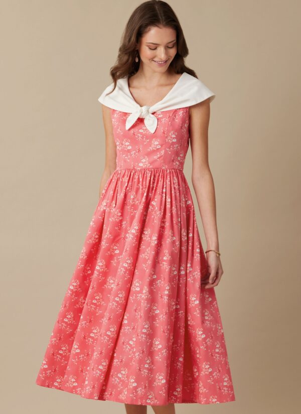 McCalls Schnittmuster M8539 - Vintage - elegantes Sommerkleid mit Schleifenkragen, Stil der 80 er Jahre – Bild 2