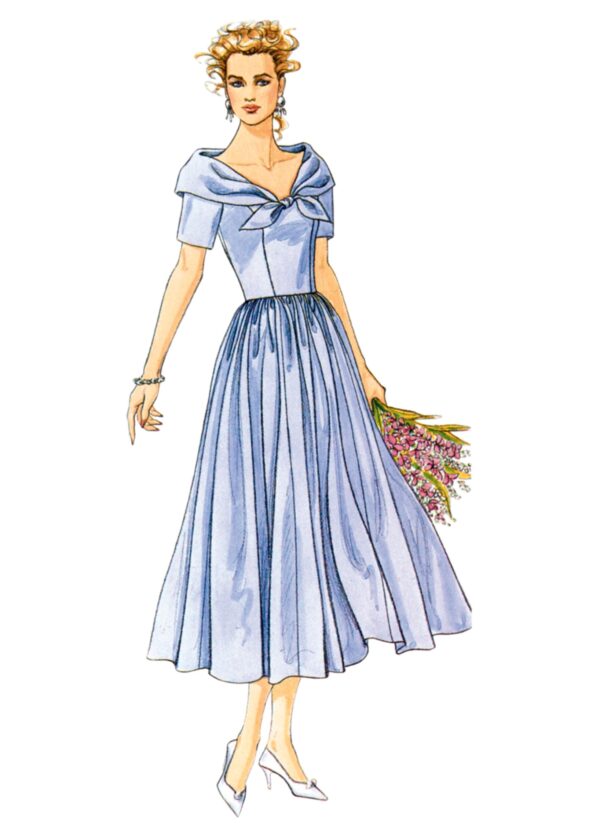McCalls Schnittmuster M8539 - Vintage - elegantes Sommerkleid mit Schleifenkragen, Stil der 80 er Jahre – Bild 3