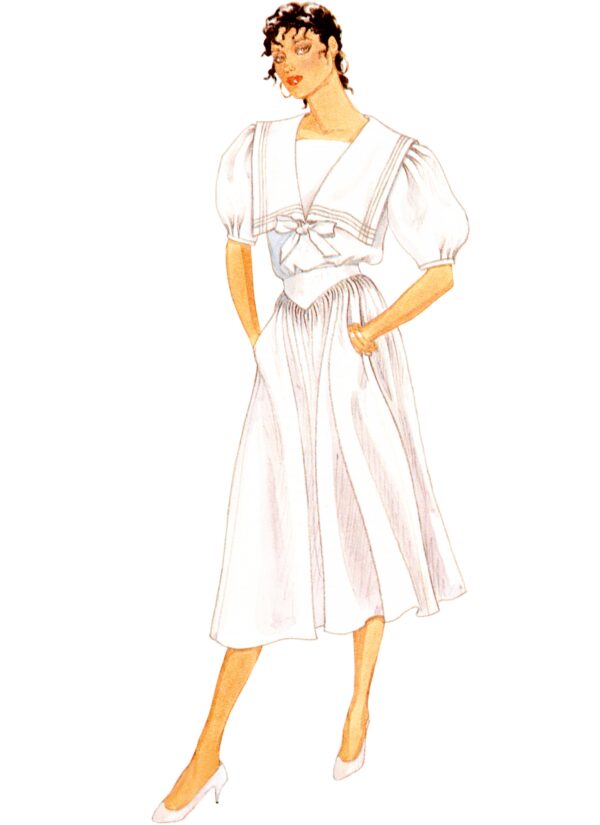 McCalls Schnittmuster M8540 - Vintage - verspieltes Sommerkleid mit Matrosenkragen, Stil der 80 er Jahre – Bild 3