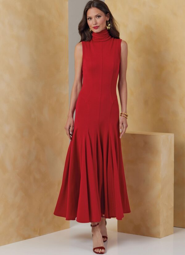 Vogue Schnittmuster V2064 - Jerseykleid mit Godetfalten am Saum – Bild 3