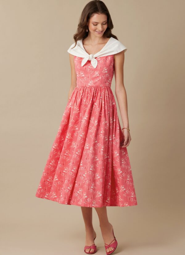McCalls Schnittmuster M8539 - Vintage - elegantes Sommerkleid mit Schleifenkragen, Stil der 80 er Jahre – Bild 4