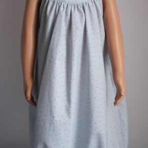 Baumwollkleid - Sommerkleid - Trägerkleid - gepunktet - mit Bindeträgern - hellgrau