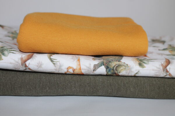 Stoffpaket - Jersey - Kinderbekleidung - Dinoworld - Khaki/ Orange - SPJ 01 – Bild 2