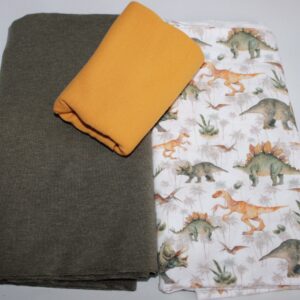 Stoffpaket - Jersey - Kinderbekleidung - Dinoworld - Khaki/ Orange - SPJ 01