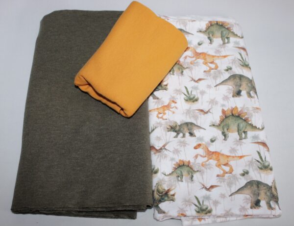 Stoffpaket - Jersey - Kinderbekleidung - Dinoworld - Khaki/ Orange - SPJ 01