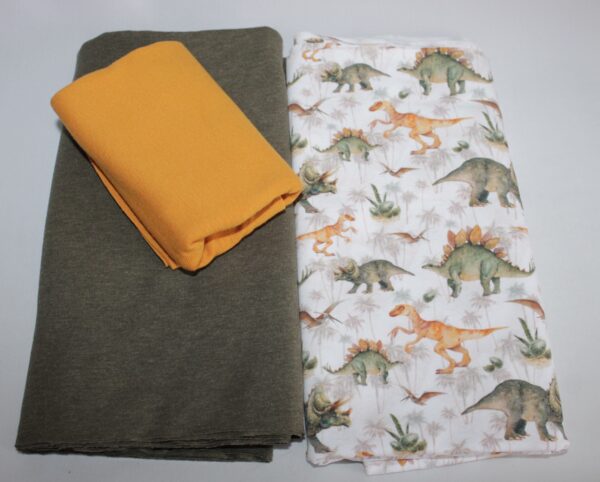 Stoffpaket - Jersey - Kinderbekleidung - Dinoworld - Khaki/ Orange - SPJ 01 – Bild 3