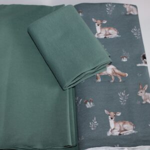 Stoffpaket - Jersey - Kinderbekleidung - Waldtiere - Petrol / Beigebraun - SPJ 03