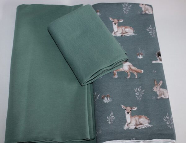 Stoffpaket - Jersey - Kinderbekleidung - Waldtiere - Petrol / Beigebraun - SPJ 03