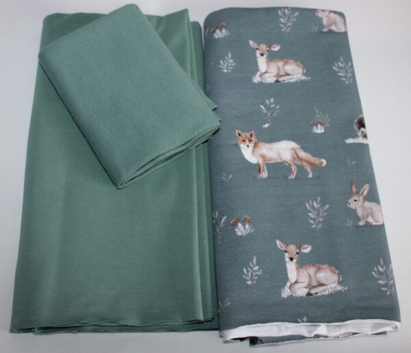 Stoffpaket - Jersey - Kinderbekleidung - Waldtiere - Petrol / Beigebraun - SPJ 03 – Bild 3