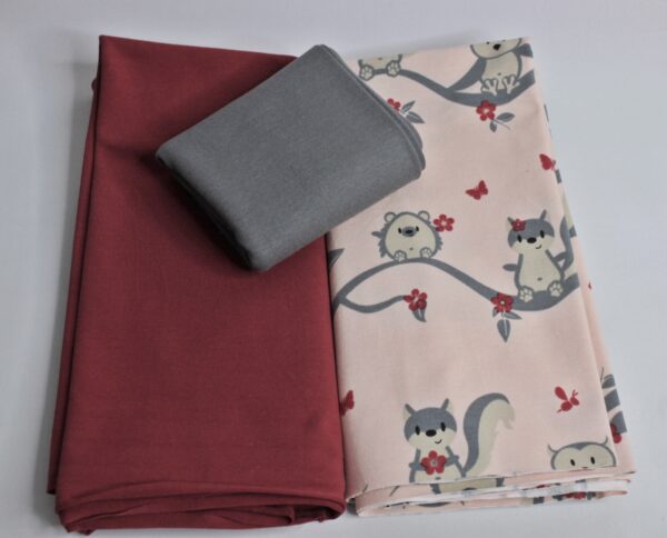 Stoffpaket - Jersey - Kinderbekleidung - Eulen - Aprikot / Rot - SPJ 06