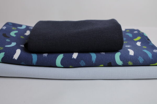 Stoffpaket - Jersey - Kinderbekleidung - Striche - Dunkelblau / Hellblau - SPJ 13 – Bild 2
