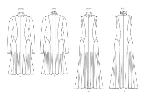 Vogue Schnittmuster V2064 - Jerseykleid mit Godetfalten am Saum – Bild 7
