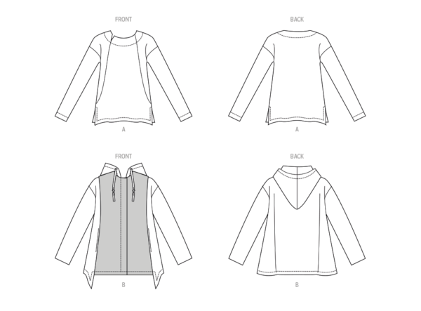 Vogue Schnittmuster V2067 - Damenshirt oder Kapuzenjacke – Bild 8