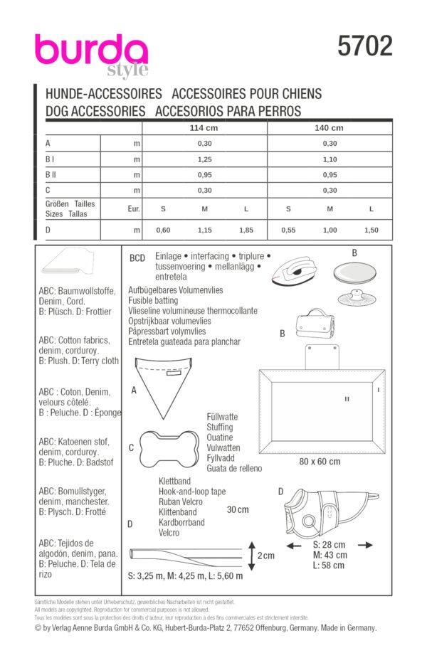 Burda Style Schnittmuster Nr. 5702 - Hunde-Set - Hunde Accessoires - Mantel, ... – Bild 10