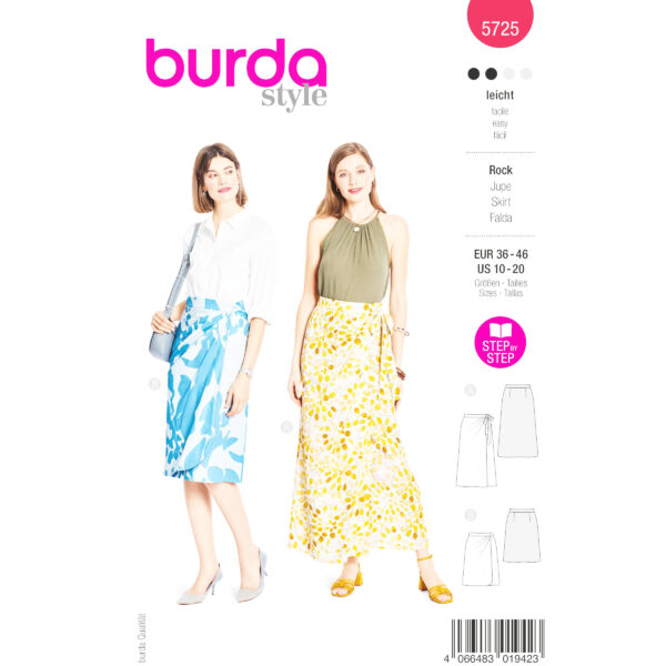 Burda Style Schnittmuster Nr. 5725 - Rock - Wickelrock - asymmetrische Falten
