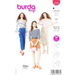 Burda Easy Schnittmuster Nr. 5730 - Oberteil - Shirt - Top - 3 Varianten