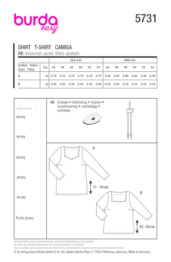 Burda Easy Schnittmuster Nr. 5731 - Oberteil - Shirt - Top - Große Größen – Bild 9