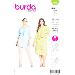Burda Style Schnittmuster Nr. 5732 - Kleid & Bluse - geraffter Ausschnitt