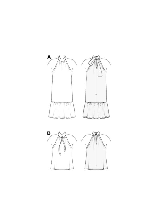 Burda Style Schnittmuster Nr. 5737 - Kleid & Top - feminin - Neckholder - Rüsche – Bild 8