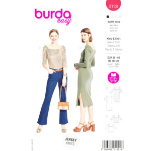 Burda Easy Schnittmuster Nr. 5738 - Kleid, Shirt - figurbetonend - Seitenschlitz