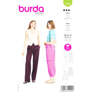 Burda Style Schnittmuster Nr. 5740 - Hose - Teilungsnähte horizontal - Tunnelzug