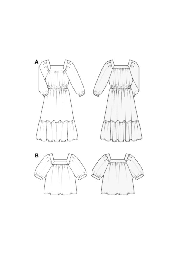 Burda Style Schnittmuster Nr. 5741 - Kleid & Bluse - Raglanärmeln - Saumrüsche – Bild 8