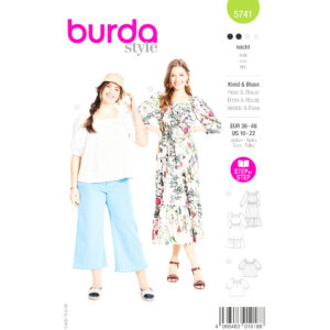 Burda Style Schnittmuster Nr. 5741 - Kleid & Bluse - Raglanärmeln - Saumrüsche