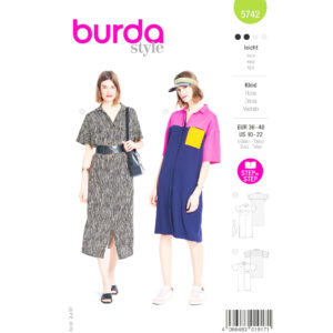 Burda Style Schnittmuster Nr. 5742 - Kleid - Hemdkragen - verdeckte Knopfleiste