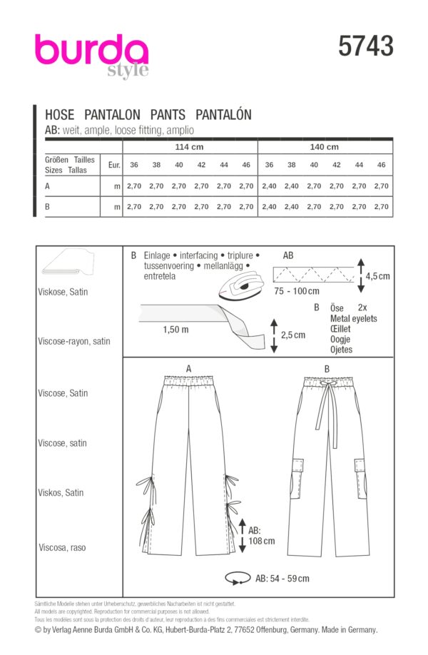 Burda Style Schnittmuster Nr. 5743 - Hose - Track-Pants - Cargohose – Bild 9