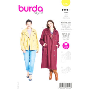 Burda Style Schnittmuster Nr. 5747 - Mantel & Jacke - Trenchcoat - Trenchjacke