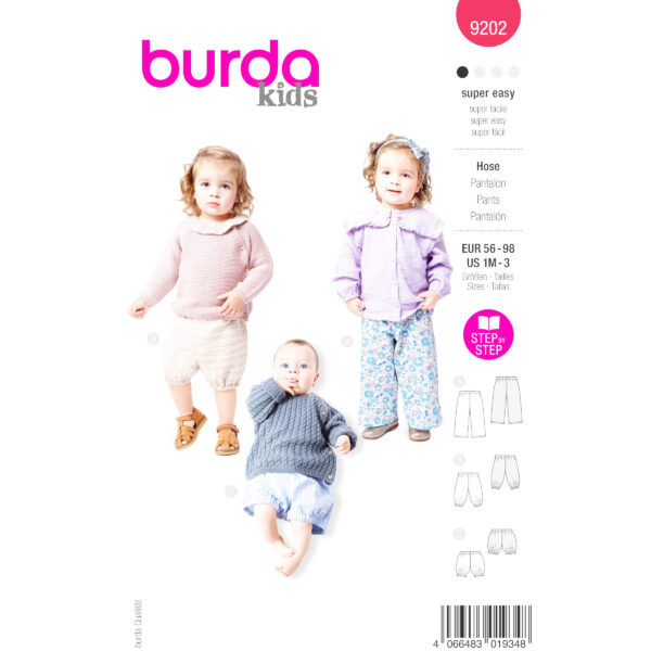 Burda Kids Schnittmuster Nr.9202 - Hose - Mitwachshose - Gummibund