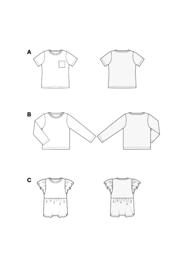 Burda Kids Schnittmuster Nr. 9205 - Shirt - Kurzarm oder Longsleeve – Bild 8