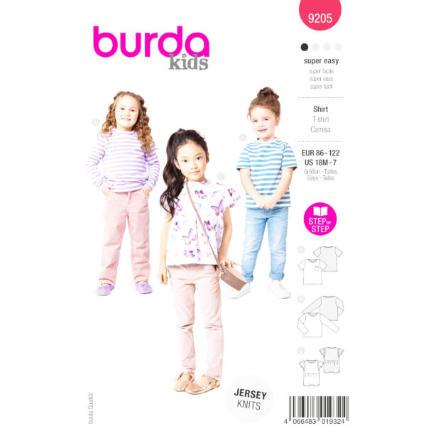 Burda Kids Schnittmuster Nr. 9205 - Shirt - Kurzarm oder Longsleeve