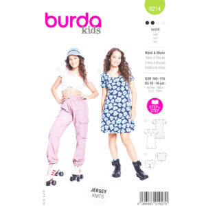 Burda Kids Schnittmuster Nr. 9214 - Kleid & Top - Puffärmel - Herzausschnitt