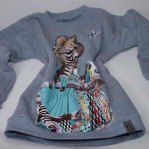 Sweatshirt - Gr. 122 - Hellblau - Applikation - Zebra auf Roller
