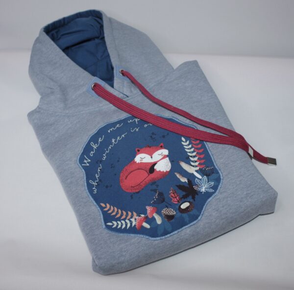 Sweatshirt - Hoodie - Gr. 122 - Hellblau - Applikation - Fuchs, blau – Bild 2
