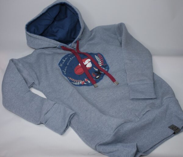Sweatshirt - Hoodie - Gr. 122 - Hellblau - Applikation - Fuchs, blau