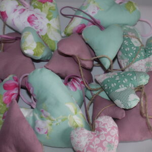 entzückende Stoffherzen - Pastelltöne - grün, rosa, weiß - Dekoherzen - Herzen - #