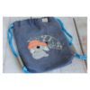 1 einzigartiger Kinderrucksack - Turnbeutel - Wanderbeutel - Leinen - Blau - Bär mit Regenschirm – Bild 2