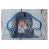 1 einzigartiger Kinderrucksack - Turnbeutel - Wanderbeutel - Leinen - Blau - Bär mit Regenschirm – Bild 5