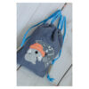 1 einzigartiger Kinderrucksack - Turnbeutel - Wanderbeutel - Leinen - Blau - Bär mit Regenschirm – Bild 7