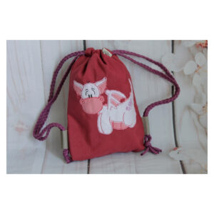 1 einzigartiger Kinderrucksack - Turnbeutel - Wanderbeutel - Dekostoff - Rot - Dino
