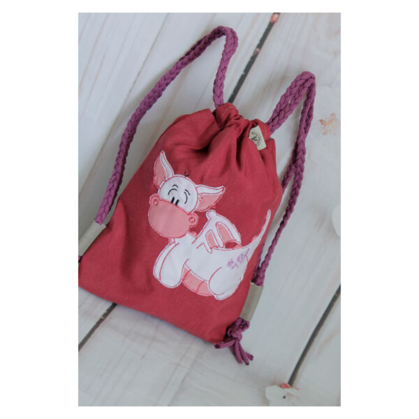 1 einzigartiger Kinderrucksack - Turnbeutel - Wanderbeutel - Dekostoff - Rot - Dino – Bild 4
