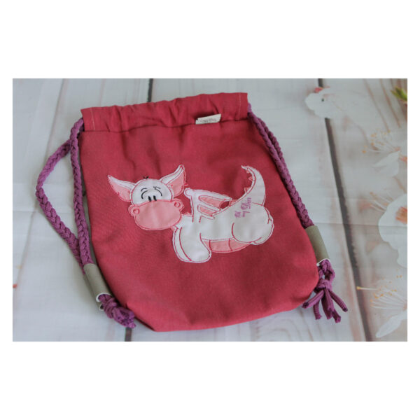 1 einzigartiger Kinderrucksack - Turnbeutel - Wanderbeutel - Dekostoff - Rot - Dino – Bild 6