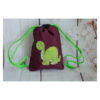 1 einzigartiger Kinderrucksack - Turnbeutel - Wanderbeutel - Dekostoff - Bordeaux - Dino