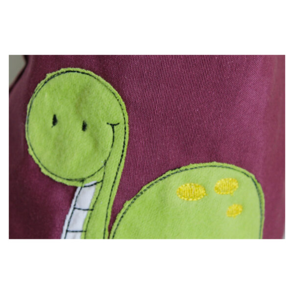 1 einzigartiger Kinderrucksack - Turnbeutel - Wanderbeutel - Dekostoff - Bordeaux - Dino – Bild 3