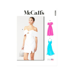 "Schulterfreies Abendkleid genäht mit McCall’s Schnittmuster M8554 – elegantes, figurbetontes Kleid für besondere Anlässe"