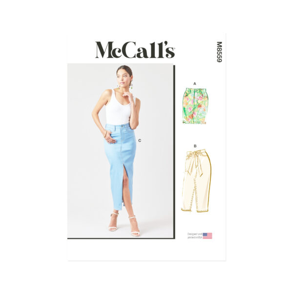 „McCalls Schnittmuster M8559 – schmaler Rock mit vorderem Gehschlitz, elegante Rockform für Damen, Nähanleitung und Schnittbogen“