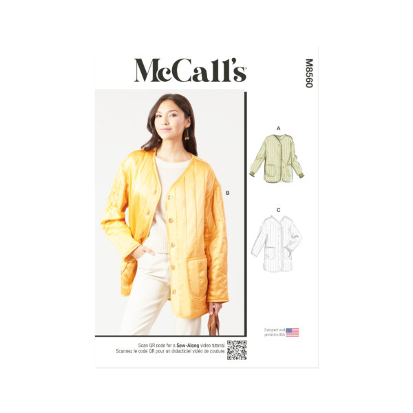 „McCall’s Schnittmuster M8560 – längere Steppjacke für Damen, selbst genähte Übergangsjacke mit modernem Schnitt“
